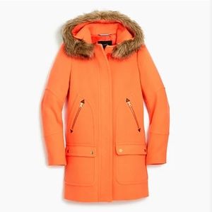 J.Crew Chateau parka in Italian stadium-cloth wool-G9093-NEON TANGELO-NWT